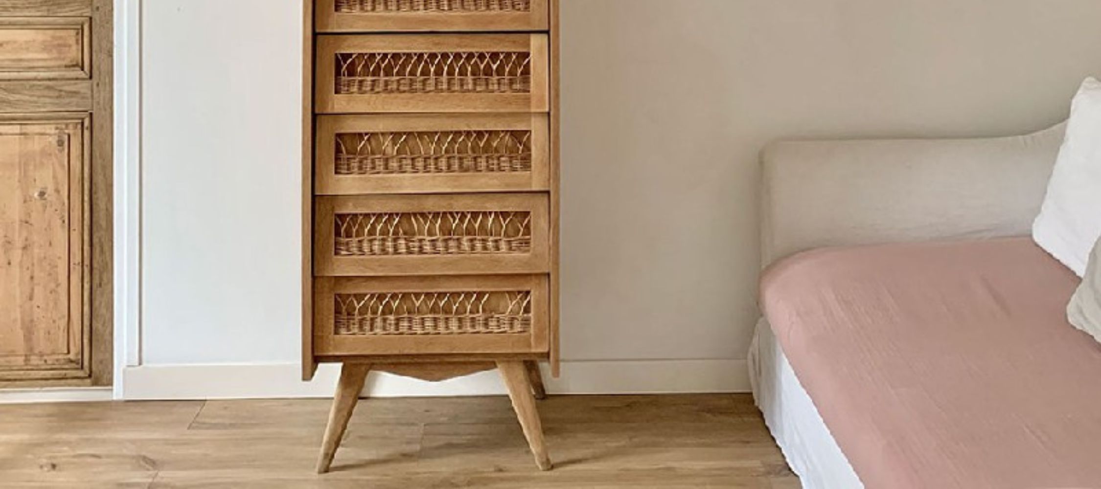 mobilier vintage rotin chambre enfant