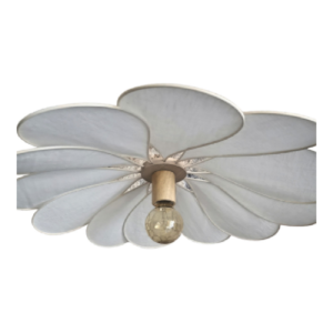 Suspension fleur, 12 pétales en rotin et lin blanc - Lampes et veilleuses neuf - photo_2