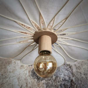 Suspension Fleur 18 pétales en rotin et lin blanc - Lampes et veilleuses neuf - photo_5