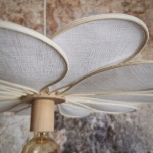 Suspension Fleur 18 pétales en rotin et lin blanc - Lampes et veilleuses neuf - photo_6