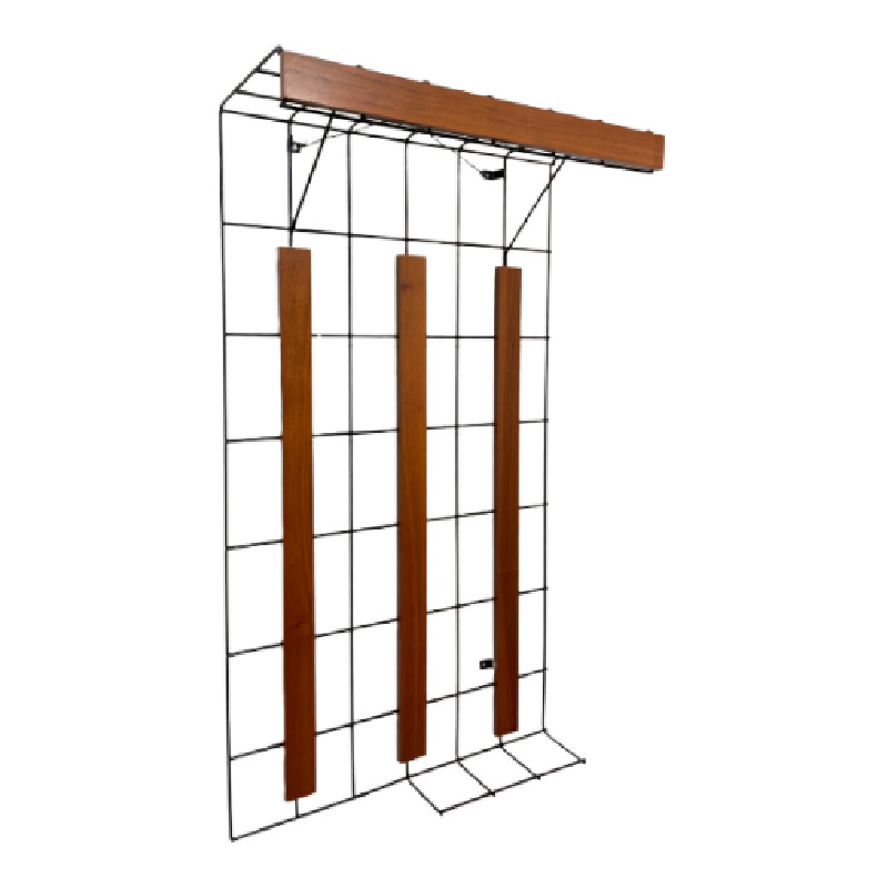 Porte-manteau mural années 50/60 – métal et bois – style Matégot / Fichtel - Porte-manteaux et paravents vintage vintage - photo_2