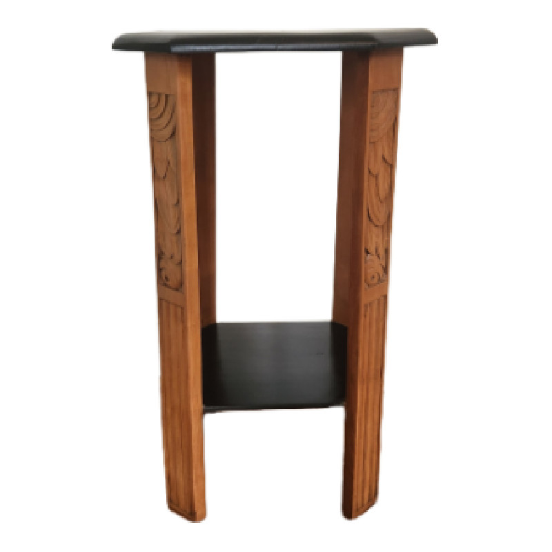 Console Art Déco pieds sculptés laquée noire - Table d’appoint et sellette vintage vintage - photo_2