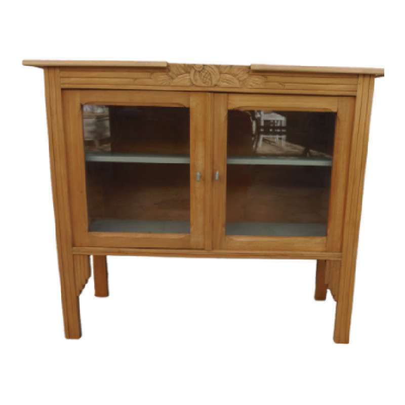 Desserte Art Déco en bois brut, avec 2 portes vitrées. - Buffets & Enfilades vintage vintage - photo_2