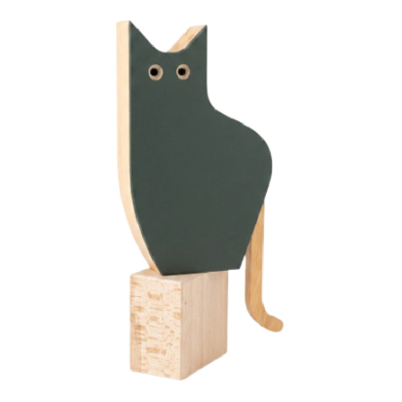 Albert – Chat décoratif en bois et linoléum | Fait main en France - Objets déco & curiosités rétro neuf - photo_2