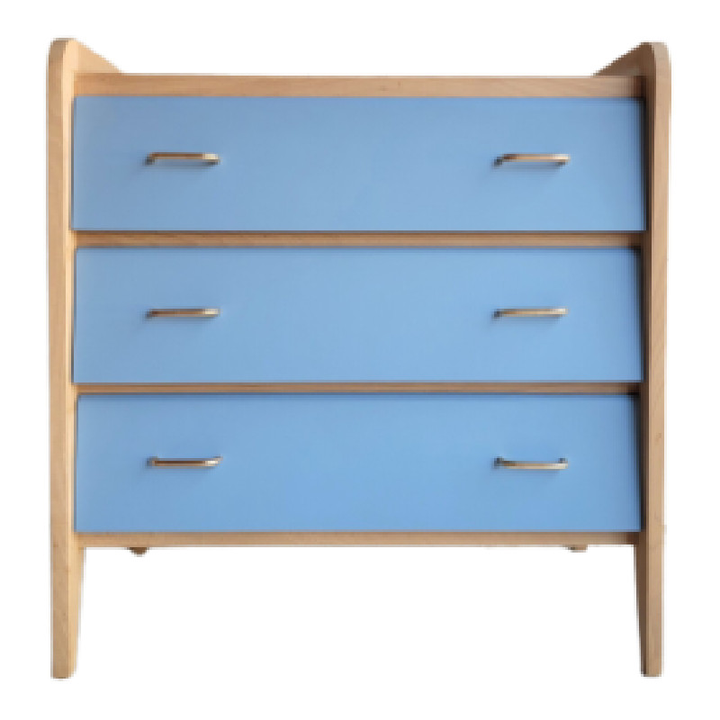 Commode vintage années 60s rénovée en bleu gris - Commodes et Chiffonniers vintage vintage - photo_2